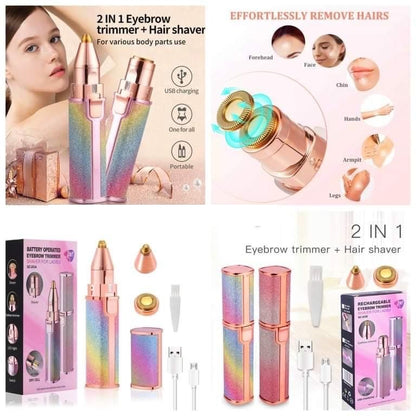 2 In 1 Rechargeable Eyebrow Trimmer & Facial Hair Removal